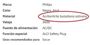 Material en el manual de instrucciones