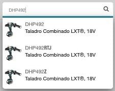 Modelo Makita DHP492 encontrado fuera de la página web donde están todos los modelos.